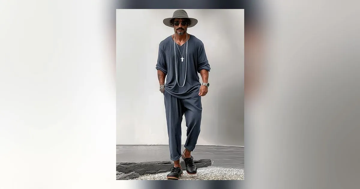 Man wearing a Coofandy casual loose-fit set