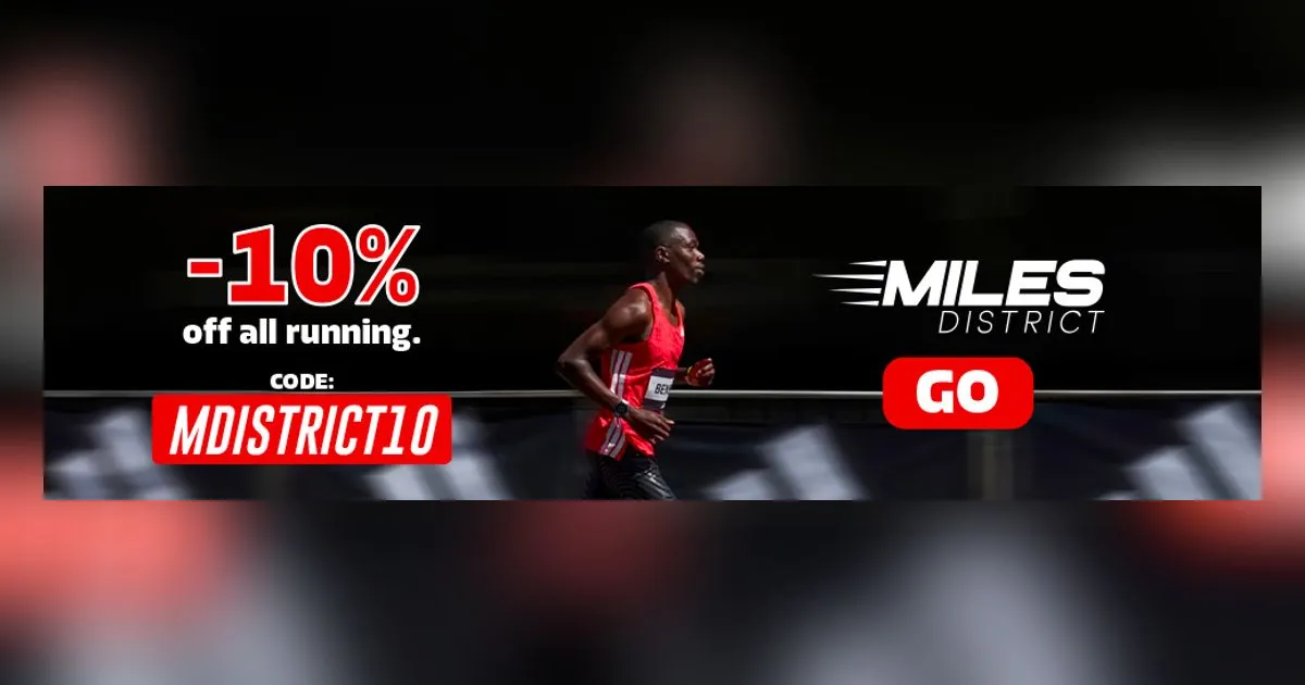 Runner on a Miles District running gear banner